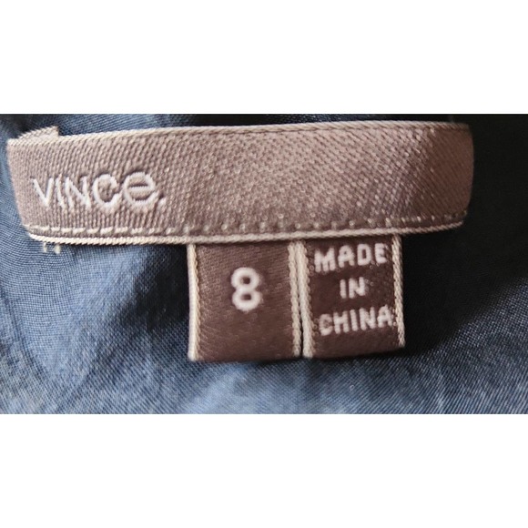 Vince navy silk shift dress 8 - Picture 3 of 5